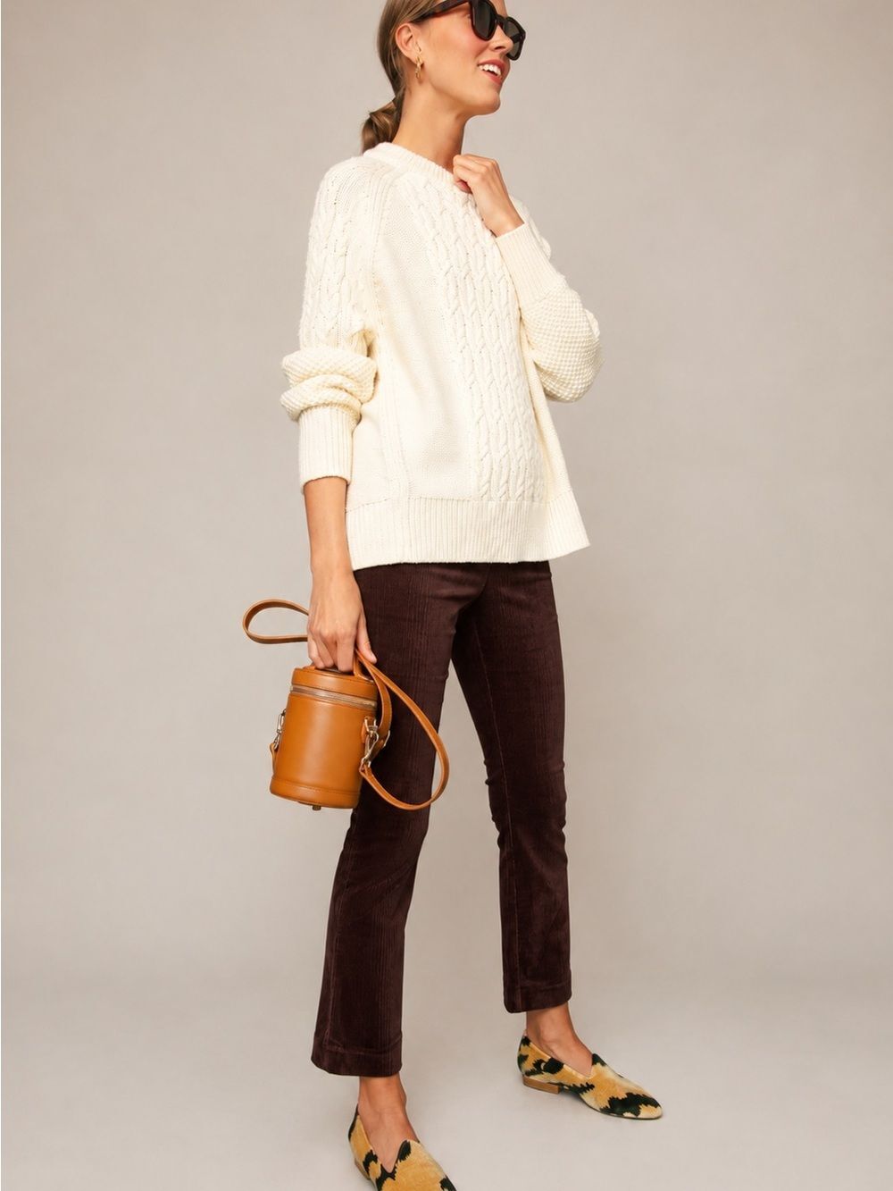 NWT Tuckernuck Ashford Brown Corduroy High Rise Crop Kick Flare Pants M $148